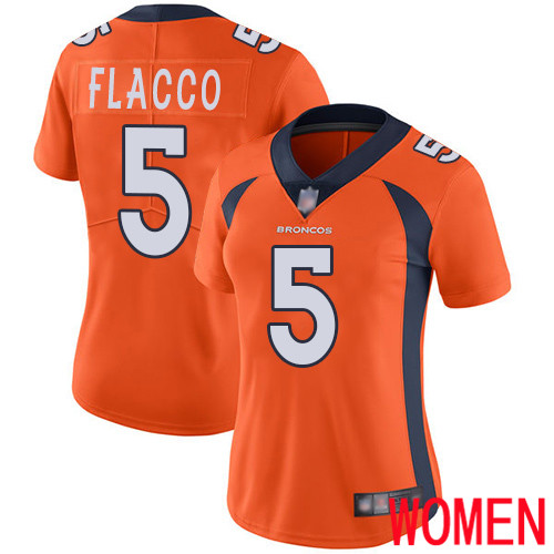Women Denver Broncos 5 Joe Flacco Orange Team Color Vapor Untouchable Limited Player Football NFL Jersey